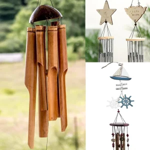 Carillon éolien bambou bois naturel design rustique nautique extérieur intérieur décoration jardin terrasse chambre enfant handmade Carillon éolien bambou bois naturel design rustique nautique extérieur intérieur décoration jardin terrasse chambre enfant handmade