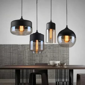 Suspension en verre et bois design nordique moderne lumière LED chaleureuse salon salle à manger chambre cuisine éclairage industriel élégant Suspension en verre et bois design nordique moderne lumière LED chaleureuse salon salle à manger chambre cuisine éclairage industriel élégant