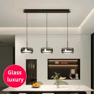Suspension LED verre fumé design moderne luxe éclairage intérieur salon chambre restaurant luminaire réglable en verre pierre Suspension LED verre fumé design moderne luxe éclairage intérieur salon chambre restaurant luminaire réglable en verre pierre