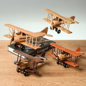 Décoration intérieure avion en bois rétro style vintage pour étagère bureau salon