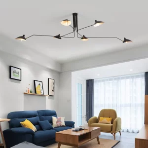 Plafonnier industriel moderne design minimaliste métal noir abat-jours LED ajustables éclairage flexible salon chambre cuisine bureau luminaire contemporain élégant