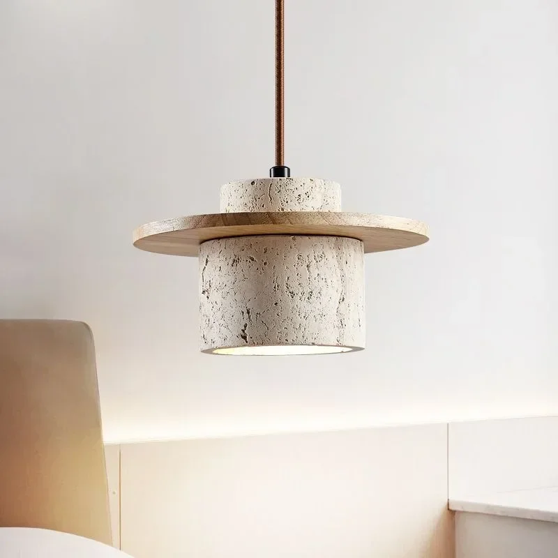 Suspension bois et béton design scandinave lumière LED chaude intérieure salon chambre éclairage moderne économique élégant