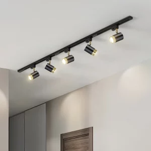 Plafonnier LED en métal noir et doré  design moderne industriel  spot réglable  éclairage intérieur salon chambre cuisine bar lumière dirigée économies d’énergie