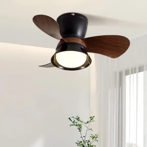 Plafonnier LED bois naturel design industriel moderne chambre salon éclairage ventilateur ventilation économique élégant