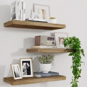 Étagère murale flottante en bois naturel  design moderne  style scandinave  chambre à coucher  salon  décoration intérieure  rangement décoratif  1PC