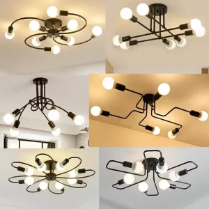 Plafonnier moderne métal noir design industriel épuré éclairage LED salon chambre bureau lumière contemporaine élégante économique