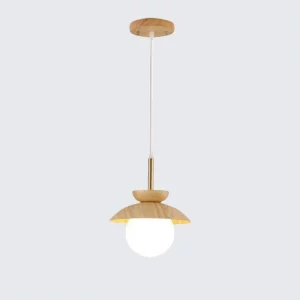 Suspension bois LED design nordique scandinave moderne chambre salon éclairage chaleureux économique élégant
