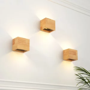 Applique Murale Bois Naturel Design Nordique Moderne pour Salon Chambre Couloir Éclairage Chaleureux Économique Élégant