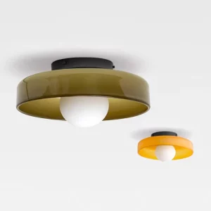 Plafonnier LED en verre teinté design moderne style minimaliste pour salon chambre éclairage doux économique élégant