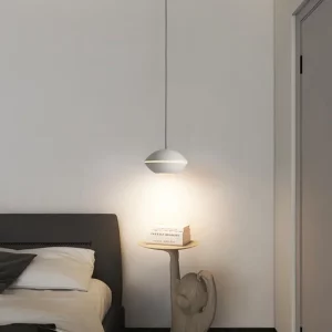 Suspension lumineuse design moderne minimaliste aluminium gris intérieur épuré lumière douce chambre salon éclairage contemporain Suspension lumineuse design moderne minimaliste aluminium gris intérieur épuré lumière douce chambre salon éclairage contemporain