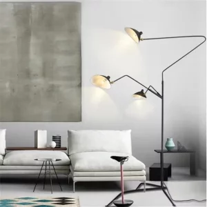 Lampadaire Serge Mouille 3 Bras Noir Tripode Design Industriel Moderne Lumières Régulables Éclairage Chaleureux Salon Bureau Économique Élégant