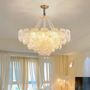 Lustre de plafond en verre français luminaire suspendu de luxe en cristal pour chambre à coucher salon salle à manger décoration intérieure Lustre de plafond en verre français luminaire suspendu de luxe en cristal pour chambre à coucher salon salle à manger décoration intérieure