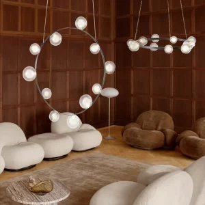 Suspension lumineuse moderne design sculptural verre et métal lumière douce éclairage intérieur salon salle à manger contemporain Suspension lumineuse moderne design sculptural verre et métal lumière douce éclairage intérieur salon salle à manger contemporain