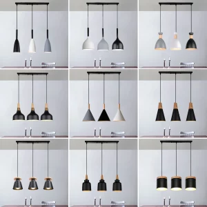 Suspension en bois et métal design scandinave moderne pour salon  salle à manger et cuisine