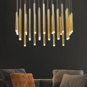 Suspension moderne design minimaliste scandinave tubes en verre doré éclairage LED loft salle à manger chaleureux économique élégant