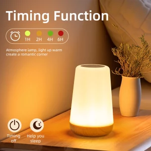 Lampe de chevet bois LED design moderne nordique éclairage chaleureux ambiance cosy économique