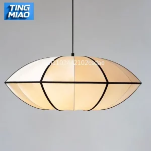 Suspension moderne Zen design minimaliste en métal et tissu blanc pour salon chambre étude éclairage chaleureux
