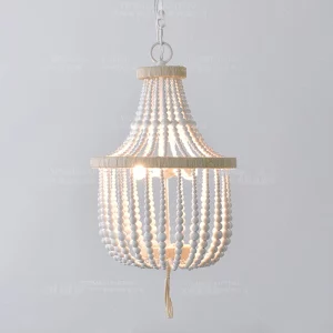 Suspension en perles de bois blanc style rustique bohème design vintage éclairage chaleureux pour chambre salon cuisine ou bureau Suspension en perles de bois blanc style rustique bohème design vintage éclairage chaleureux pour chambre salon cuisine ou bureau