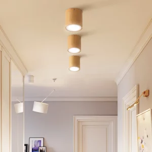 Plafonnier LED en bois naturel design moderne minimaliste chambre salon éclairage chaleureux économique élégant