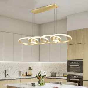 Suspension LED aluminium doré design moderne minimaliste éclairage intérieur salle à manger salon chambre cuisine économie d’énergie élégance contemporaine Suspension LED aluminium doré design moderne minimaliste éclairage intérieur salle à manger salon chambre cuisine économie d’énergie élégance contemporaine