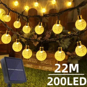 Guirlande lumineuse solaire extérieure 200 LEDs IP65 22m lumière douce jardin terrasse fêtes décoration nocturne écoénergétique Guirlande lumineuse solaire extérieure 200 LEDs IP65 22m lumière douce jardin terrasse fêtes décoration nocturne écoénergétique
