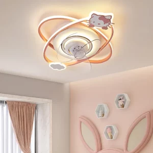 Plafonnier ventilateur design moderne ludique chambre enfant éclairage LED blanc doux ventilation silencieuse matériaux métal plastique