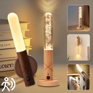 Veilleuse LED bois détecteur mouvement lumière murale armoire chambre design nordique moderne éclairage chaleureux économie espace Veilleuse LED bois détecteur mouvement lumière murale armoire chambre design nordique moderne éclairage chaleureux économie espace