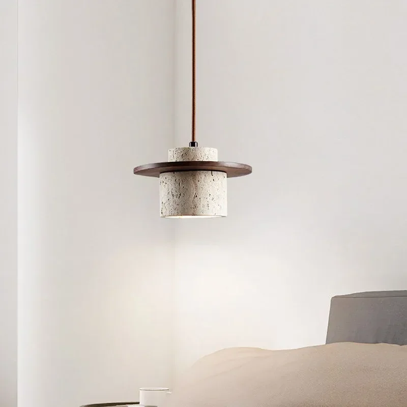 Suspension bois et béton design scandinave lumière LED chaude intérieure salon chambre éclairage moderne économique élégant