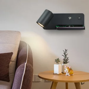 Applique murale LED moderne design minimaliste noir charge sans fil USB éclairage chambre salon lampe lecture Applique murale LED moderne design minimaliste noir charge sans fil USB éclairage chambre salon lampe lecture