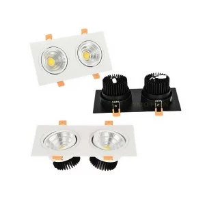 Plafonnier encastré double spot LED aluminium design moderne minimaliste pour salon bureau cuisine éclairage directionnel économique et esthétique Plafonnier encastré double spot LED aluminium design moderne minimaliste pour salon bureau cuisine éclairage directionnel économique et esthétique