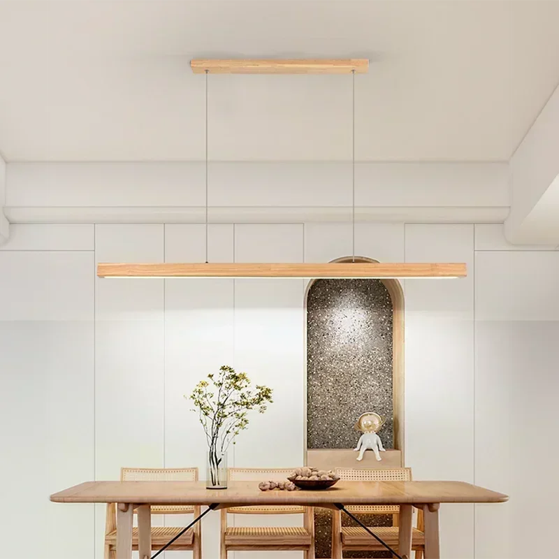 Suspension luminaire LED bois naturel design moderne nordique salle à manger cuisine éclairage chaleureux économique élégant
