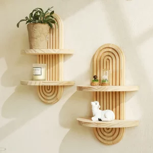 Étagères murales en bois naturel design moderne scandinave étagères décoratives pour salon chambre cuisine bureau décoration intérieure élégante et durable