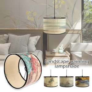 Suspension en tissu style nordique design artistique motifs paysagers éclairage intérieur moderne élégant pour salon chambre Suspension en tissu style nordique design artistique motifs paysagers éclairage intérieur moderne élégant pour salon chambre