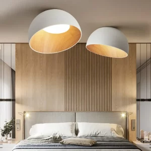 Plafonnier LED bois naturel design scandinave nordique moderne chambre salon éclairage chaleureux économique élégant