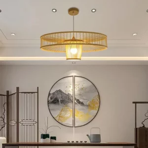 Suspension en bambou design oriental moderne éclairage chaleureux salon chambre cuisine éclairage zen japonais scandinave nordique