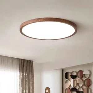 Plafonnier LED en bois naturel design nordique moderne lumière chaleureuse économique élégant pour chambre salon intérieur