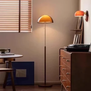 Lampadaire design vintage en bois noyer  éclairage ambiance chaleureux pour salon  chambre  bureau  style français moderne  lampe de table  canapé  décoration intérieure élégante