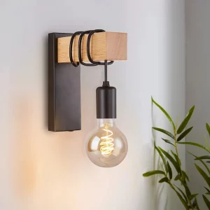 Applique Murale en Bois Naturel Design Industriel Moderne Éclairage Chaleureux Salon Chambre Cuisine Économique Élégant