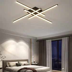 Plafonnier moderne métal design minimaliste LED intégrée éclairage chaleureux salon chambre bureau hôtel appartement économie d’énergie