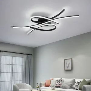 Plafonnier LED moderne minimaliste design scandinave métal noir et blanc éclairage intérieur salon chambre bureau hôtel écoénergétique élégant