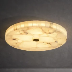 Plafonnier LED en marbre design moderne épuré lumière chaleureuse salon chambre salle à manger éclairage élégant économique
