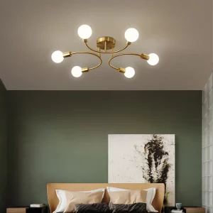 Plafonnier industriel moderne design épuré lumière chaleureuse salon chambre éclairage sophistiqué élégance ambiant