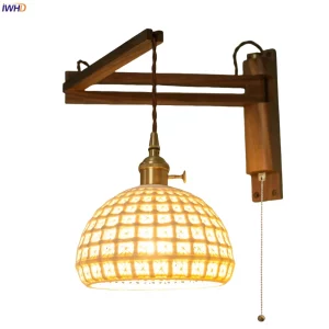 Applique murale bois verre LED design scandinave nordique éclairage chaleureux chambre salon cuisine moderne économie d’énergie élégant