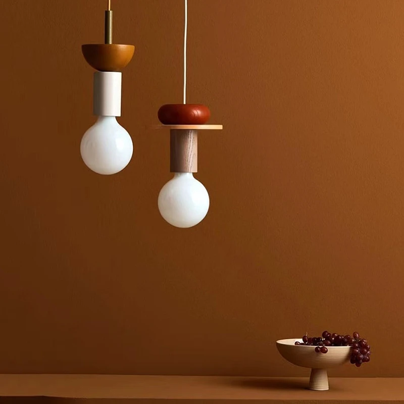 Suspension en bois LED design artistique moderne nordique luminaire éclairage créatif salon chambre éclairage économique élégant