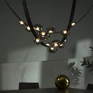 Suspension LED verre et métal design moderne minimaliste salon salle à manger éclairage chaleureux économique élégant hôtel chambre décoration intérieure Suspension LED verre et métal design moderne minimaliste salon salle à manger éclairage chaleureux économique élégant hôtel chambre décoration intérieure