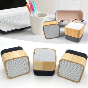 Enceinte Bluetooth portable en bois naturel design moderne acoustique haute résolution sans fil