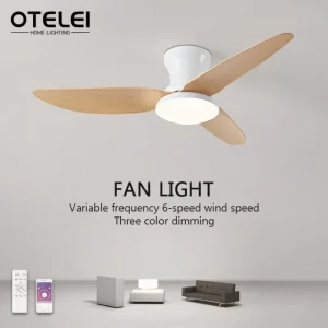Plafonnier LED bois clair design moderne minimaliste style scandinave ventilateur éclairage salon chambre bureau économique élégant