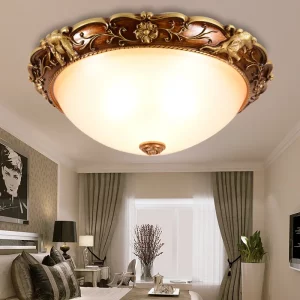 Plafonnier bois métal design classique vintage éclairage chaleureux salon chambre hallway luminaire élégant