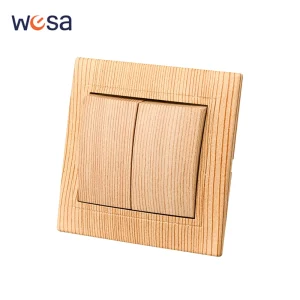 Interrupteur mural classique en bois naturel design rustique 2 gangs 1 voie certification CE garantie 10 ans Interrupteur mural classique en bois naturel design rustique 2 gangs 1 voie certification CE garantie 10 ans