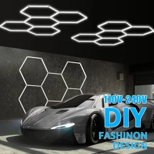 Plafonnier LED métal design moderne hexagonal luminaire mural éclairage industriel salle d’exposition magasin salon bureau lumière uniforme économique élégant